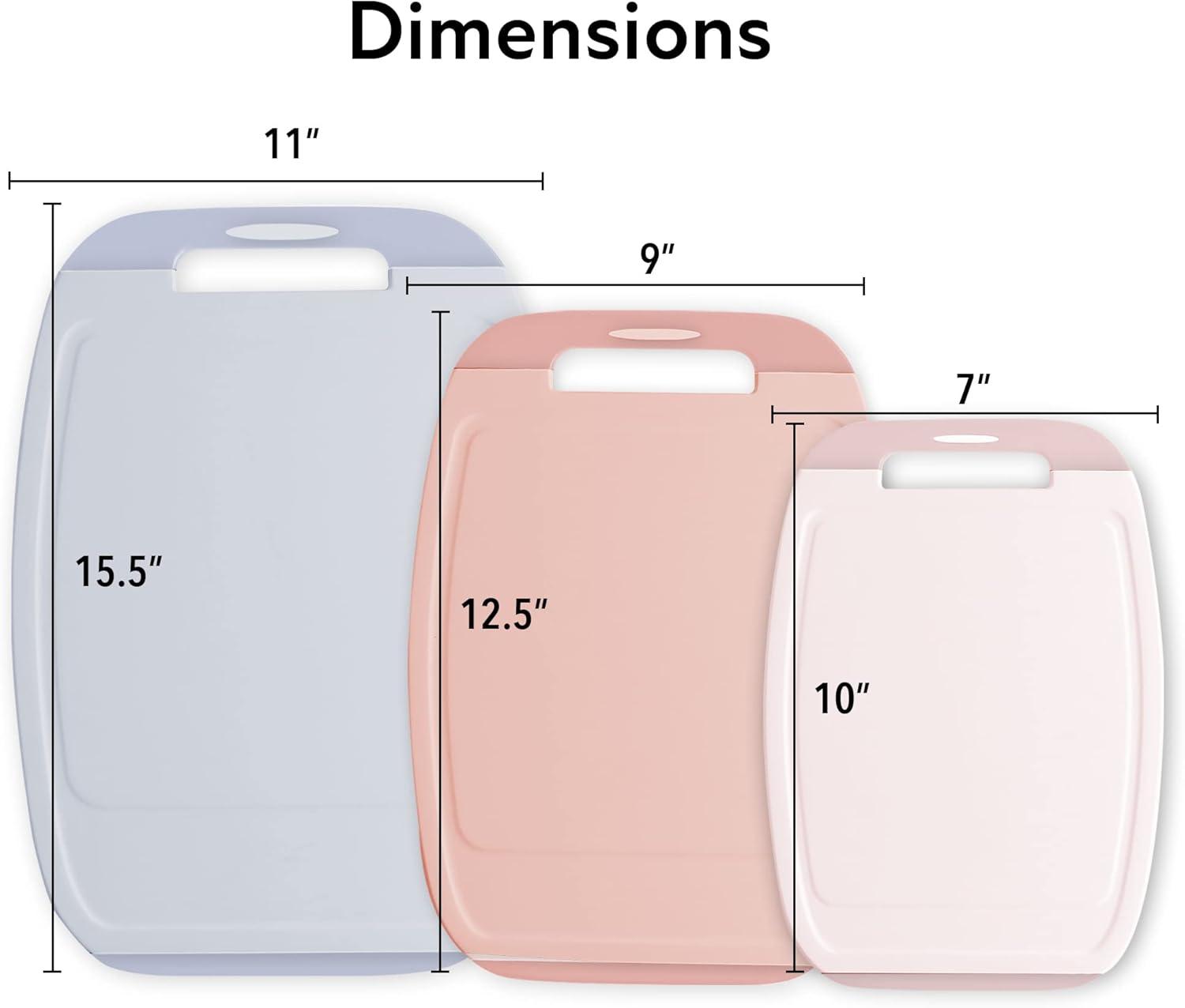 image:imageNeoflam Microban Protection Cutting Board 3 Piece Set Stain amp OdorBPA Free Reversable Board Upgraded Larger Juice Groove NonSlip EZ Grip Handle Dishwasher Safe PastelPastel