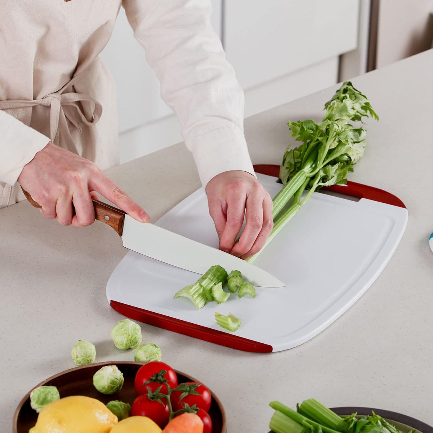 image:imageNeoflam Microban Protection Cutting Board 3 Piece Set Stain amp OdorBPA Free Reversable Board Upgraded Larger Juice Groove NonSlip EZ Grip Handle Dishwasher Safe PastelMulticolor