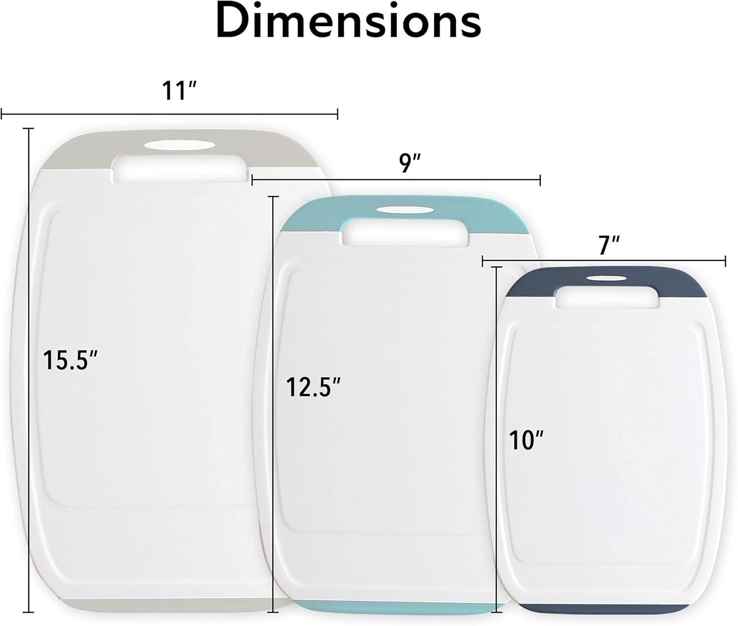 image:imageNeoflam Microban Protection Cutting Board 3 Piece Set Stain amp OdorBPA Free Reversable Board Upgraded Larger Juice Groove NonSlip EZ Grip Handle Dishwasher Safe PastelGray