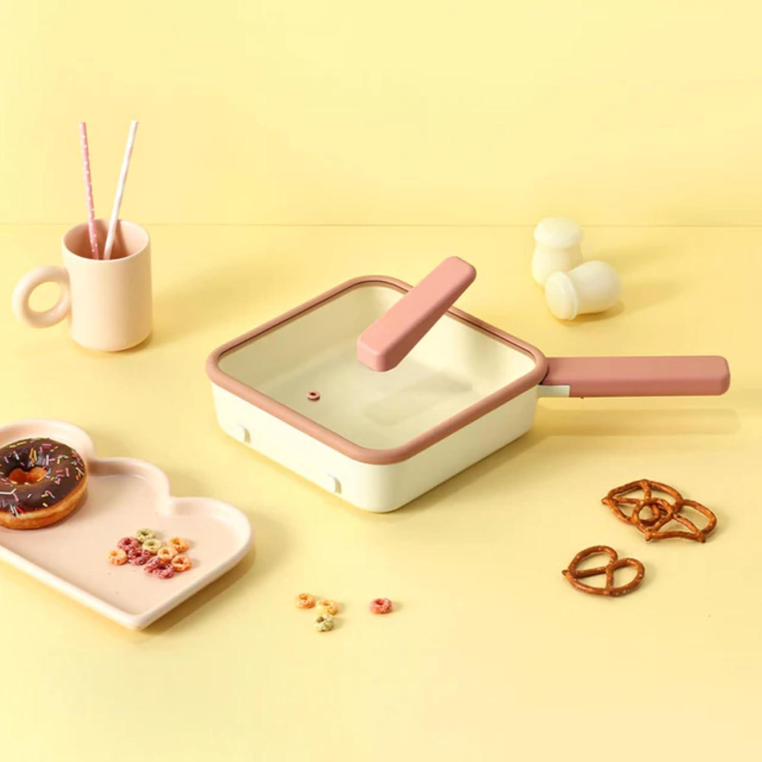 image:imageNeoflam Pippi 83 Square Standing Nonstick Compact Multi Frying Pan with Glass Lid Ceramic Coated Skillet for Healthy Cooking Versatile Induction Compatible Cookware Made in Korea 24qt