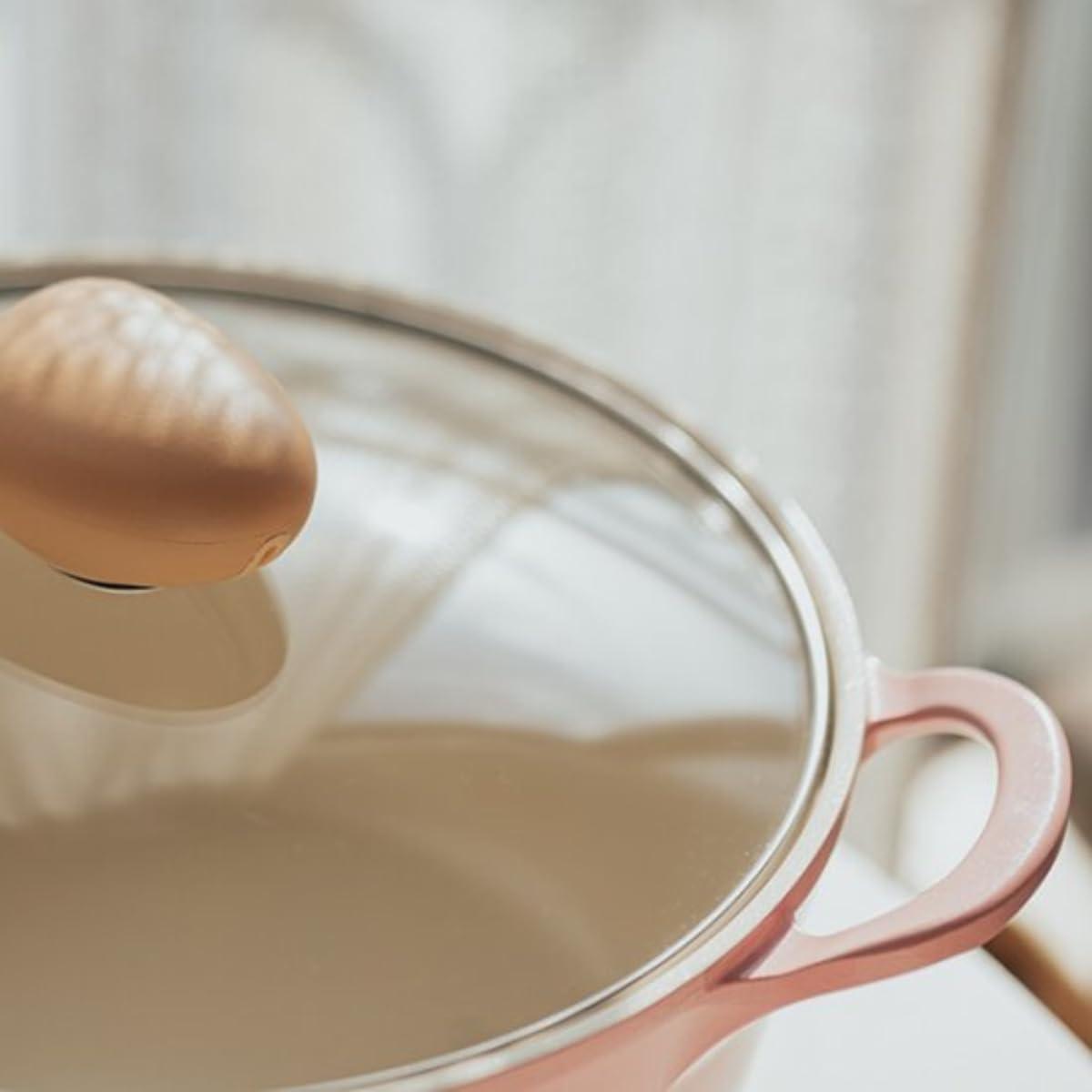 image:imageNeoflam Retro 3QT Stockpot with Lid 87 22cm Nonstick Ceramic Coated Casserole Saute Pot Dutch Oven with Silicone Handle Holder Dishwasher Safe Elegant Kitchen Cookware Made in KoreaPink