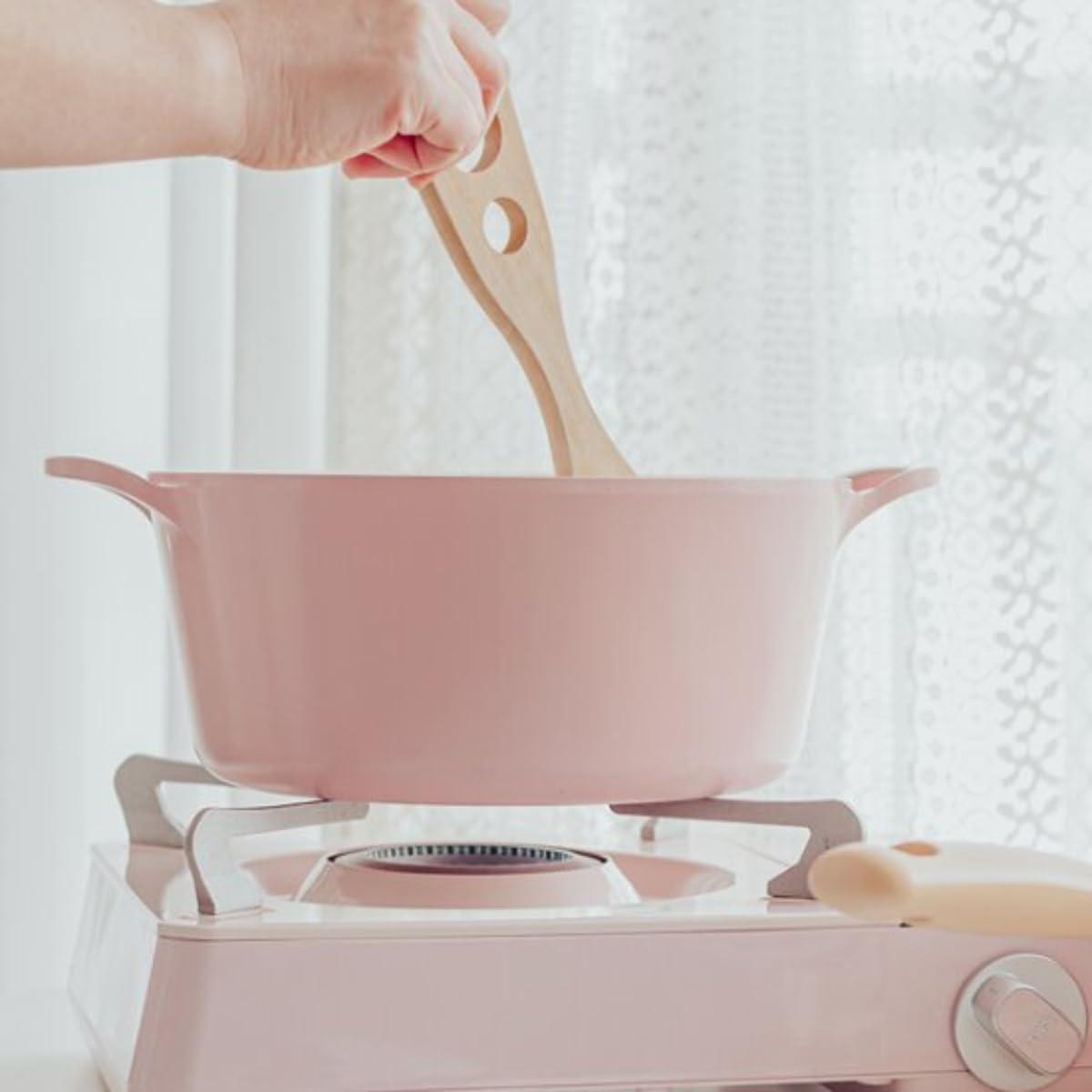 image:imageNeoflam Retro 3QT Stockpot with Lid 87 22cm Nonstick Ceramic Coated Casserole Saute Pot Dutch Oven with Silicone Handle Holder Dishwasher Safe Elegant Kitchen Cookware Made in KoreaPink