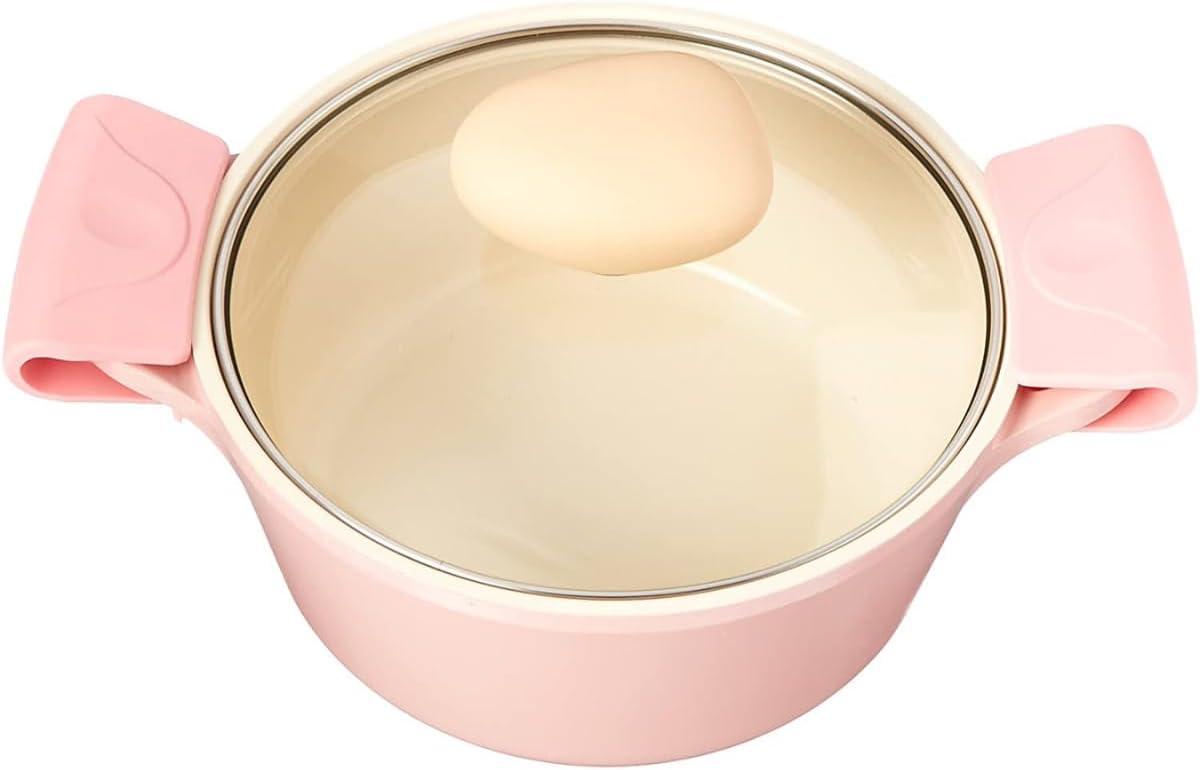 image:imageNeoflam Retro Pink 6Piece Cookware Set with Glass Lid Nonstick Casserole Pot Saucepan amp Dutch Oven for Healthy Cooking Simmering Stewing Kitchen Decor Made in Korea