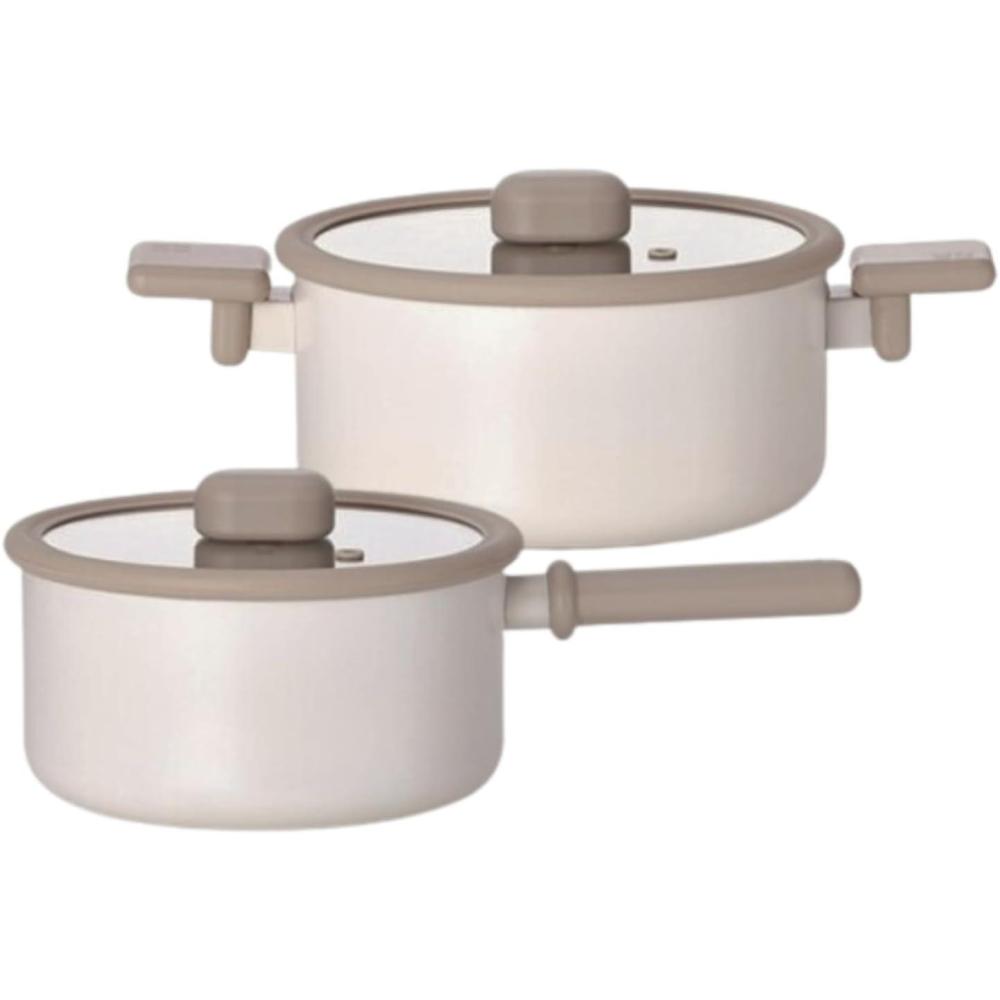 image:imageChou Chou Kitchen Essential 4Pieces Cookware Set with Lid Healthy Cooking Ceramic Coating 8 Pot 7 Saucepan Induction Compatible Kitchenware Made in Korea2