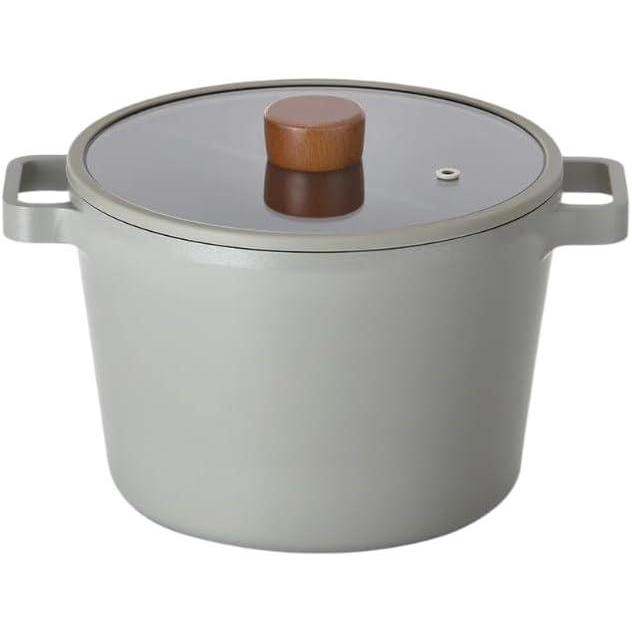 image:imageFIKA Kitchen Nonstick 49QT Deep Stock Pot with Glass Lid Healthy Cooking Ceramic Non Stick Casserole Induction Compatible Cookware Gray Color Made in Korea 22cm Deep PotDeep Pot