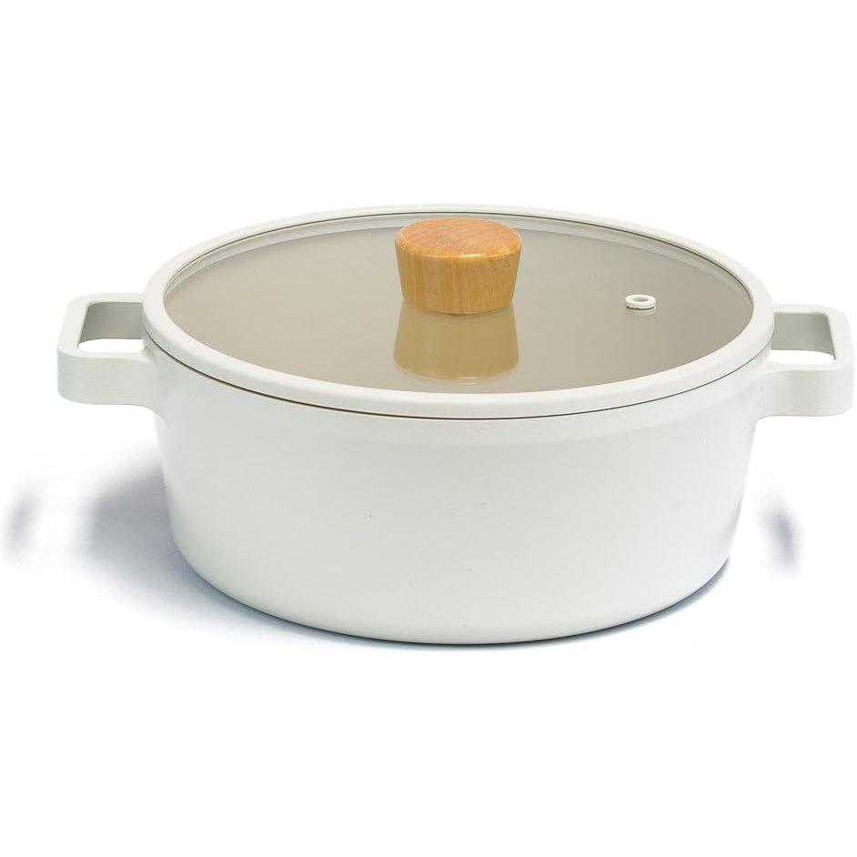 image:imageNEOFLAM FIKA 27QT Nonstick Stock Pot Casserole for Stovetops and Induction Glass Lid with Wood Knob Made in Korea 87 22cmPot 22cm 86inch