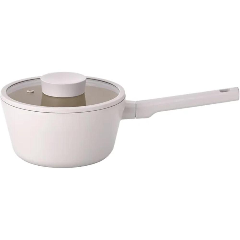 image:imageNEOFLAM Vulcan Ivory 2Qt Saucepot with Glass Lid 7 Cast Aluminum Lightweight Ceramic Nonstick Coating PFAS PFOA Free Dishwasher Safe Induction Ready Made in Korea