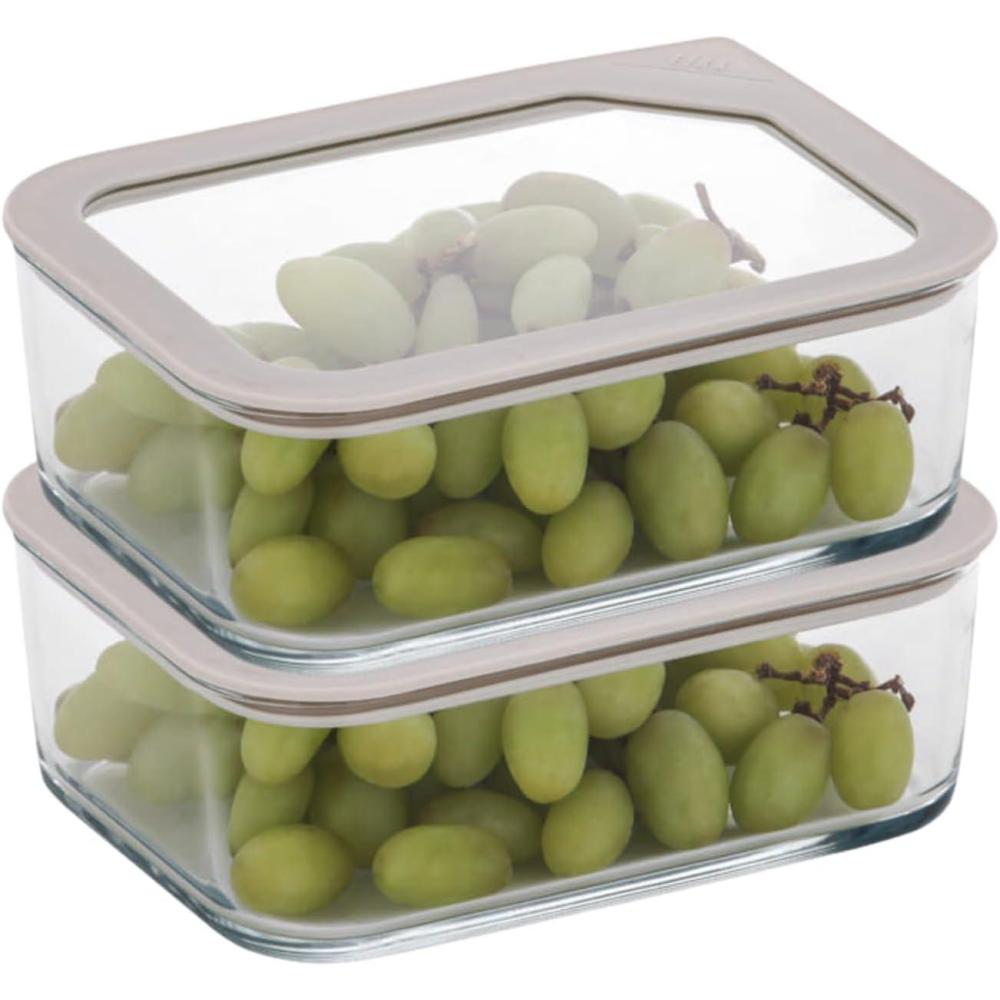 image:imageNeoflam 2 Set FIKA One Borosilicate Glass Food Container with Lid Microwave Oven Dishwasher Freezer Safe Stylish Home Deco Modern Kitchen Storages Refrigerator Canisters 18oz 530ml 056qt44 oz