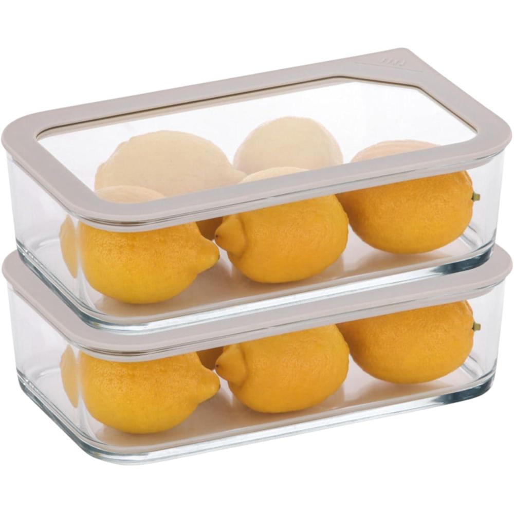image:imageNeoflam 2 Set FIKA One Borosilicate Glass Food Container with Lid Microwave Oven Dishwasher Freezer Safe Stylish Home Deco Modern Kitchen Storages Refrigerator Canisters 18oz 530ml 056qt54 oz