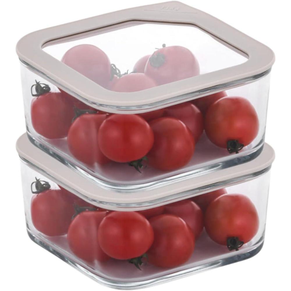 image:imageNeoflam 2 Set FIKA One Borosilicate Glass Food Container with Lid Microwave Oven Dishwasher Freezer Safe Stylish Home Deco Modern Kitchen Storages Refrigerator Canisters 18oz 530ml 056qt31 oz