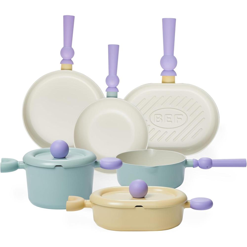 image:imageNeoflam Better Finger Cookware Set All in One 8Piece NonStick Ceramic Coated Pots and PansAll in One 8Piece