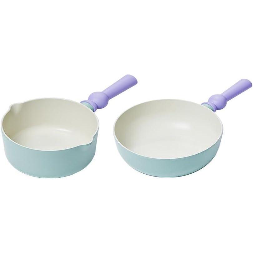 image:imageNeoflam Better Finger Cookware Set All in One 8Piece NonStick Ceramic Coated Pots and PansWok Mint 2Piece