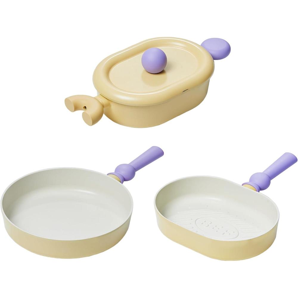 image:imageNeoflam Better Finger Cookware Set All in One 8Piece NonStick Ceramic Coated Pots and PansYellow 4Piece