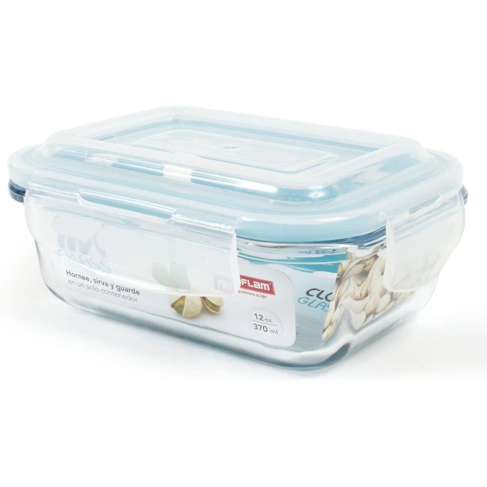 image:imageNeoflam CLOC Glass Food Storage Container w Airtight Lid Clear 51 ozRectangular