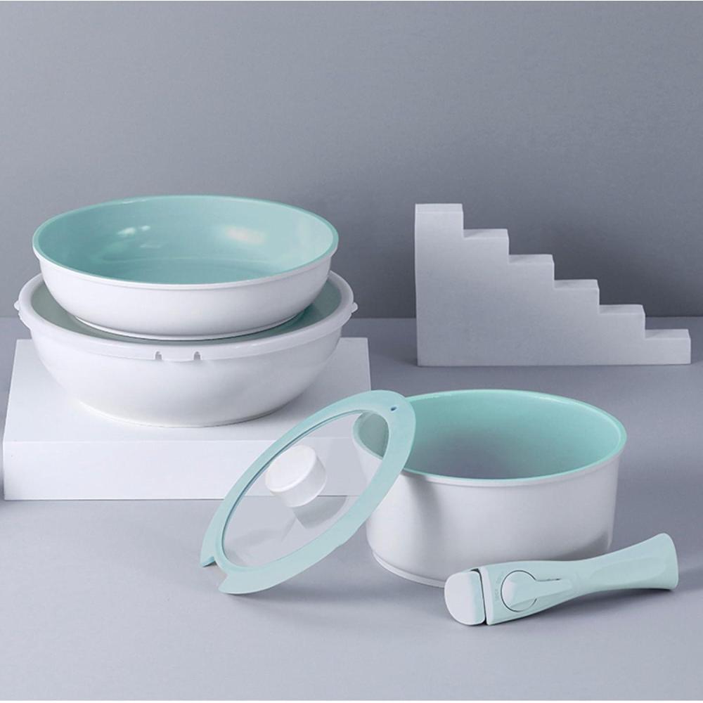 image:imageNeoflam FIKA MIDAS 8pc Pots and Pans Set with Detachable Handle Nonstick Kitchen Cookware with Lid Induction Compatible Kitchenware BlueBlue