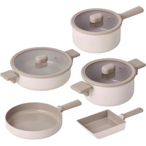 Chou Chou Kitchen Essential 4-Pieces Cookware Set with Lid, Healthy Cooking Ceramic Coating 8″ Pot, 7″ Saucepan, Induction Compatible Kitchenware, Made in Korea(5)