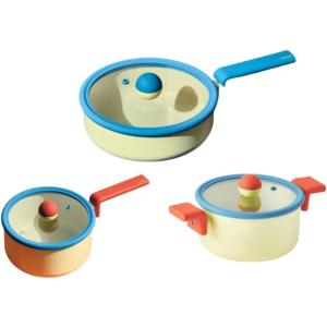 Danish Kitchen Nonstick 6-Pieces Forged Cookware Set with Lid, Healthy Cooking Ceramic Coating Pot, Saucepan, Multi Pan, Induction Compatible Kitchenware, Made in Korea(Danish Set)
