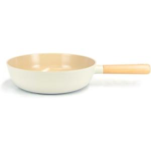 FIKA 10-Inch Nonstick Stir Fry Wok with Wooden Handle, Induction Compatible Cookware for All Stovetops, Kitchen Essential Ceramic Coating Skillet, Healthy Cooking Pan, Made in Korea (26cm)