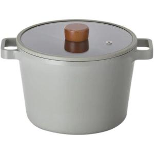 FIKA Kitchen Nonstick 4.9QT Deep Stock Pot with Glass Lid, Healthy Cooking Ceramic Non Stick Casserole, Induction Compatible Cookware, Gray Color, Made in Korea (22cm Deep Pot)(Deep Pot)