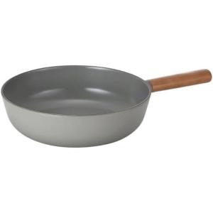 FIKA Nonstick 10-Inch Stir Fry Wok with Wood Handle, Healthy Cooking Induction Compatible Cookware for All Stovetops, Kitchen Essential Nonstick Ceramic Coating Skillet, Made in Korea ( 26cm Wok )(Wok)