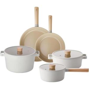 NEOFLAM FIKA 8-Piece Home Kitchen Essential Cookware Pot and Pan Set with Lid, Nonstick Ceramic Coating, Induction, Made in Korea(5 SET)