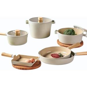 NEOFLAM FIKA 9-Piece Kitchen Essential Cookware Set with Lids, Induction, Nonstick Ceramic Coating Pot, Pan, Tamagoyaki Skillet, Made in Korea (6 SET)