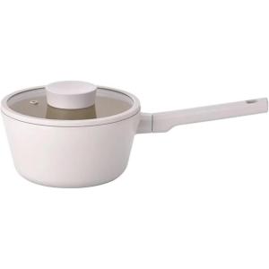 NEOFLAM Vulcan Ivory 2Qt Saucepot with Glass Lid (7″), Cast Aluminum, Lightweight Ceramic Nonstick Coating, PFAS PFOA Free, Dishwasher Safe, Induction Ready, Made in Korea