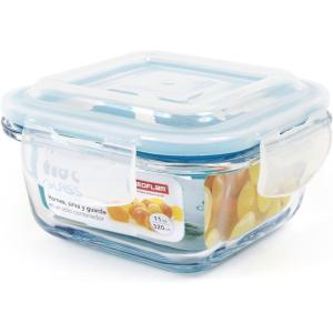 Neoflam CLOC Glass Food Storage Container w/ Airtight Lid, Clear, 51 oz(Square)
