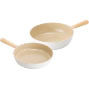 Neoflam FIKA Cookware Set – 9″ Frypan, 10″ Wok Non-Stick Ceramic Coated Pans