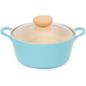 Neoflam Retro 3QT Stockpot with Lid – 8.7″ (22cm) Nonstick Ceramic Coated Casserole, Saute Pot, Dutch Oven with Silicone Handle Holder, Dishwasher Safe, Elegant Kitchen Cookware, Made in Korea(Mint Blue)