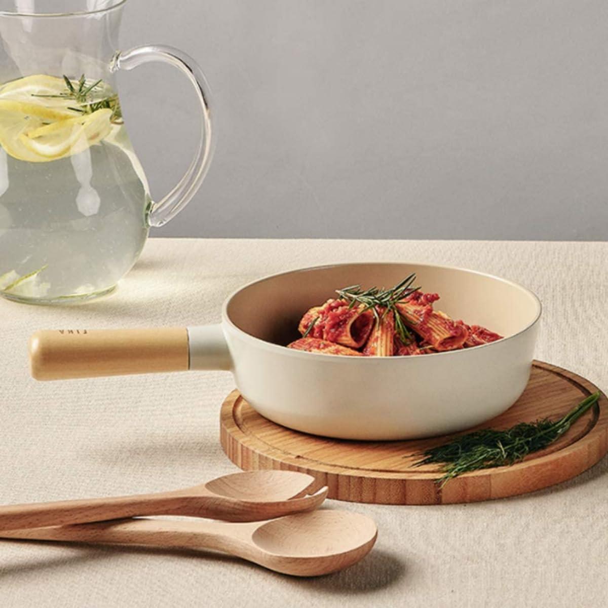 image:imageFIKA 7 inch Mini Stir Fry Wok with Wooden Handle Induction Compatible Cookware for All Stovetops Kitchen Essential Ceramic Coating Skillet Healthy Cooking Omelet Frying Pan Made in Korea 18cm