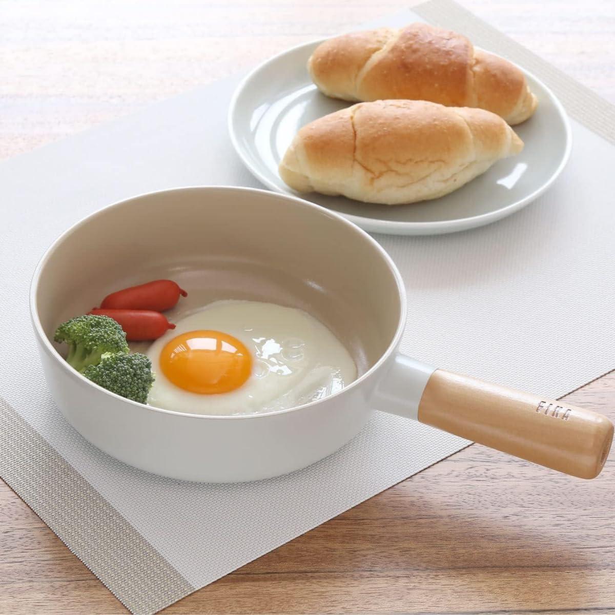 image:imageFIKA 7 inch Mini Stir Fry Wok with Wooden Handle Induction Compatible Cookware for All Stovetops Kitchen Essential Ceramic Coating Skillet Healthy Cooking Omelet Frying Pan Made in Korea 18cm