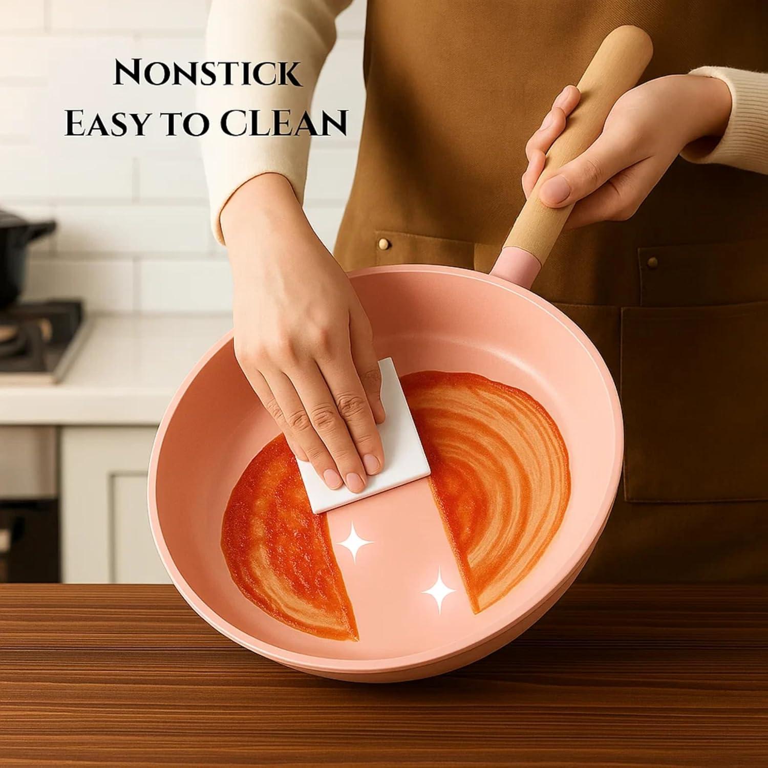 image:imageNeoflam 11 Non Stick Frying Pan with Wood Handle Ceramic Coated Saute Skillet for Healthy Cooking PFOA Free Lightweight Even Heat Distribution Induction amp All Stovetops Made in Korea11 Pan