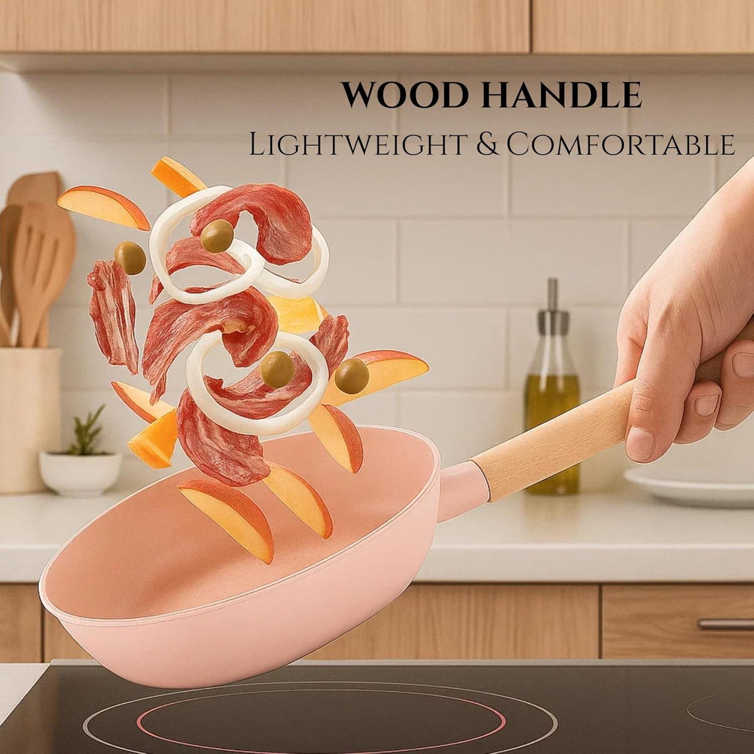 image:imageNeoflam 11 Non Stick Frying Pan with Wood Handle Ceramic Coated Saute Skillet for Healthy Cooking PFOA Free Lightweight Even Heat Distribution Induction amp All Stovetops Made in Korea11 Pan