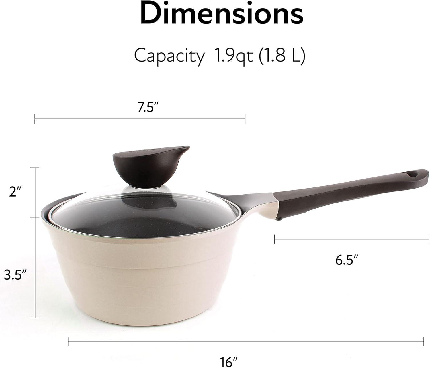 image:imageNeoflam 19qt Saucepan Butter Warmer Milk BoilingMelting Pot Ecolon Healthy Ceramic Nonstick Coating PFOAfree 2 Pour Spouts Dishwasher Safe Ivory