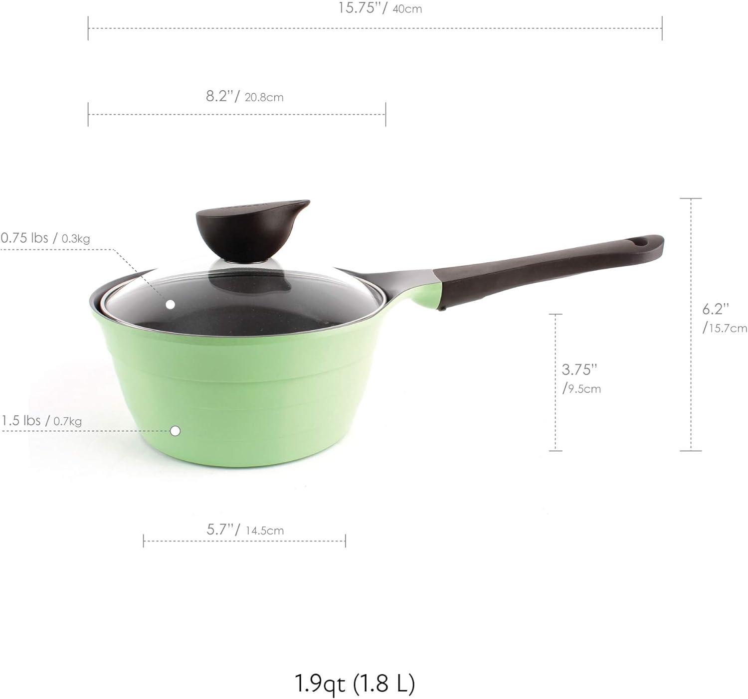 image:imageNeoflam 19qt Saucepan Butter Warmer Milk BoilingMelting Pot Ecolon Healthy Ceramic Nonstick Coating PFOAfree 2 Pour Spouts Dishwasher Safe PinkGreen