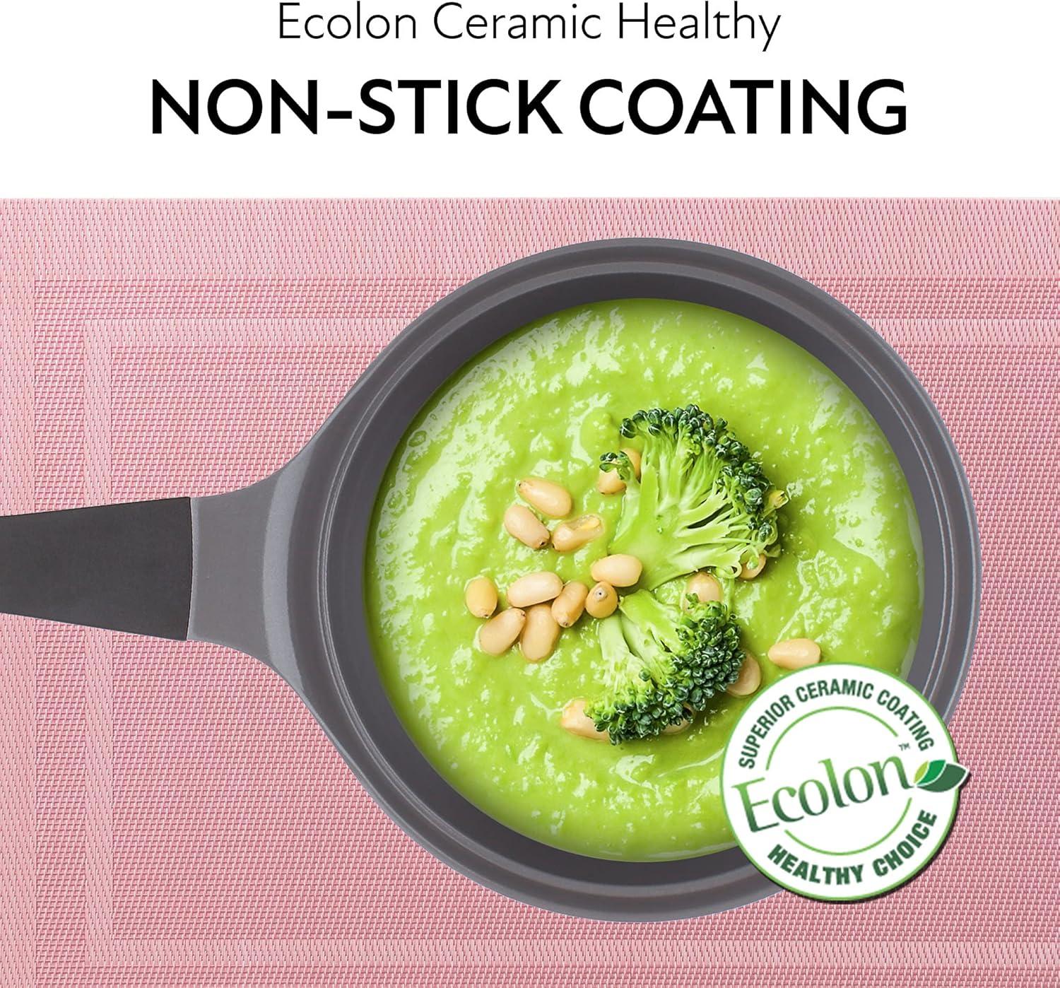 image:imageNeoflam 19qt Saucepan Butter Warmer Milk BoilingMelting Pot Ecolon Healthy Ceramic Nonstick Coating PFOAfree 2 Pour Spouts Dishwasher Safe PinkPink