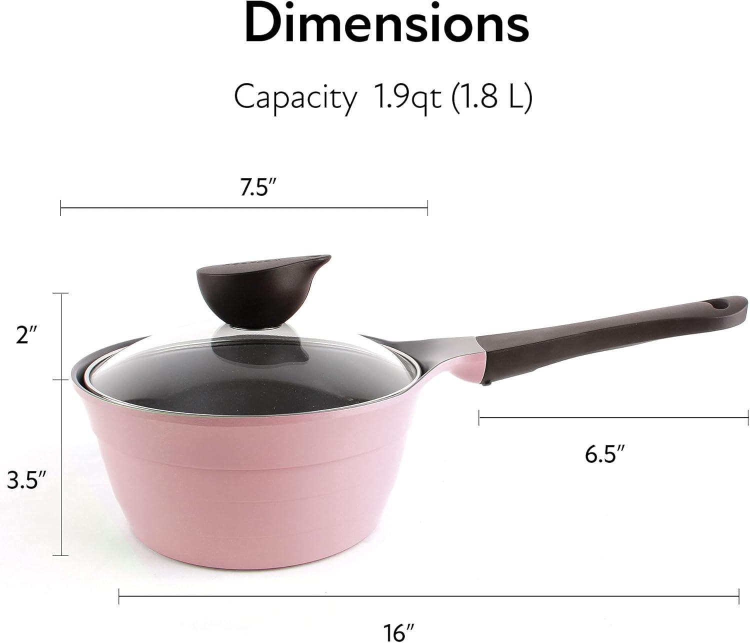 image:imageNeoflam 19qt Saucepan Butter Warmer Milk BoilingMelting Pot Ecolon Healthy Ceramic Nonstick Coating PFOAfree 2 Pour Spouts Dishwasher Safe PinkPink