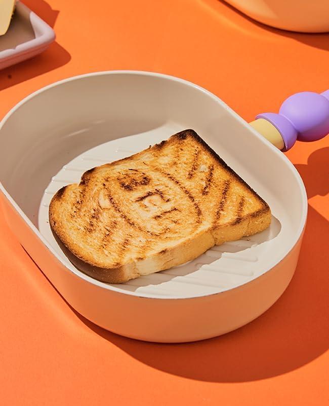 image:imageNeoflam Better Finger Macaroon Color Cast Aluminum Oval Grillpan 10 inch Yellow Induction IH No Lid