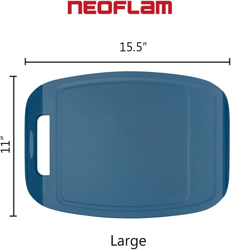 image:imageNeoflam BiJu 2Piece BPAFree Cutting Board Set Large 11x155 amp Small 7x10 Reversible NonSlip Dishwasher Safe BlueBlue