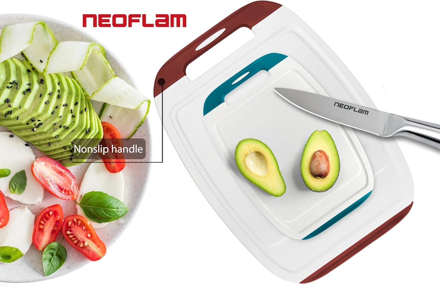 image:imageNeoflam BiJu 2Piece BPAFree Cutting Board Set Large 11x155 amp Small 7x10 Reversible NonSlip Dishwasher Safe BlueWhiteRed WhiteBlue