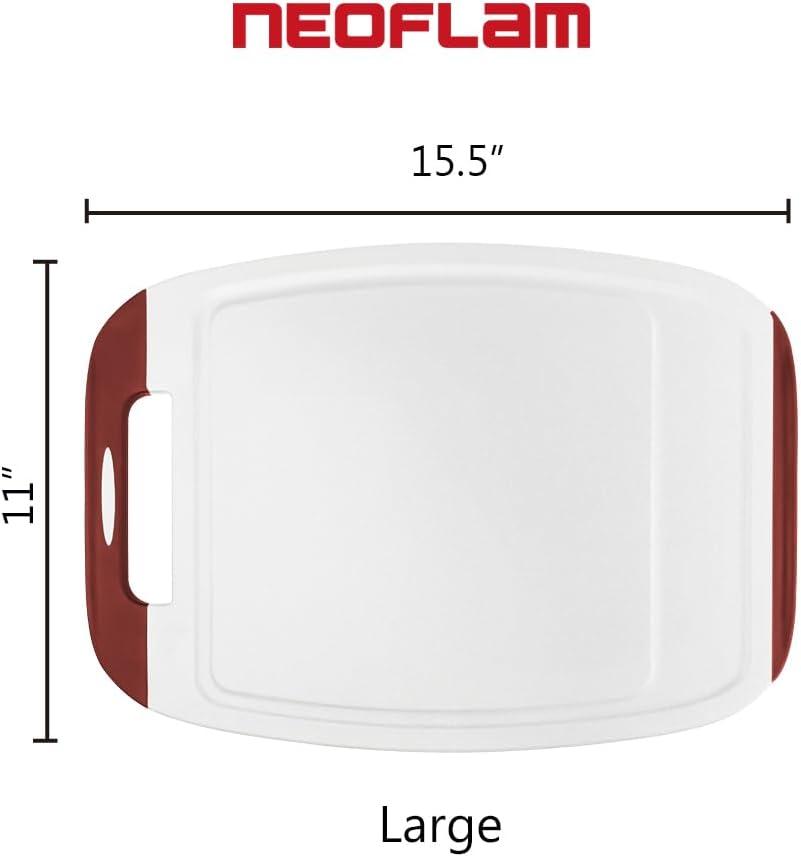 image:imageNeoflam BiJu 2Piece BPAFree Cutting Board Set Large 11x155 amp Small 7x10 Reversible NonSlip Dishwasher Safe BlueWhiteRed WhiteBlue