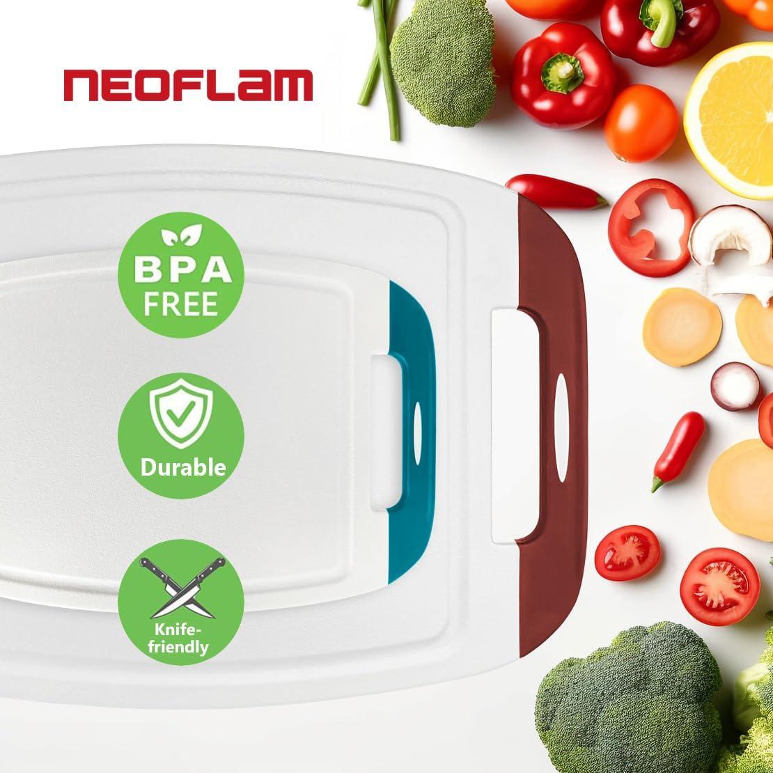 image:imageNeoflam BiJu 2Piece BPAFree Cutting Board Set Large 11x155 amp Small 7x10 Reversible NonSlip Dishwasher Safe BlueWhiteRed WhiteBlue