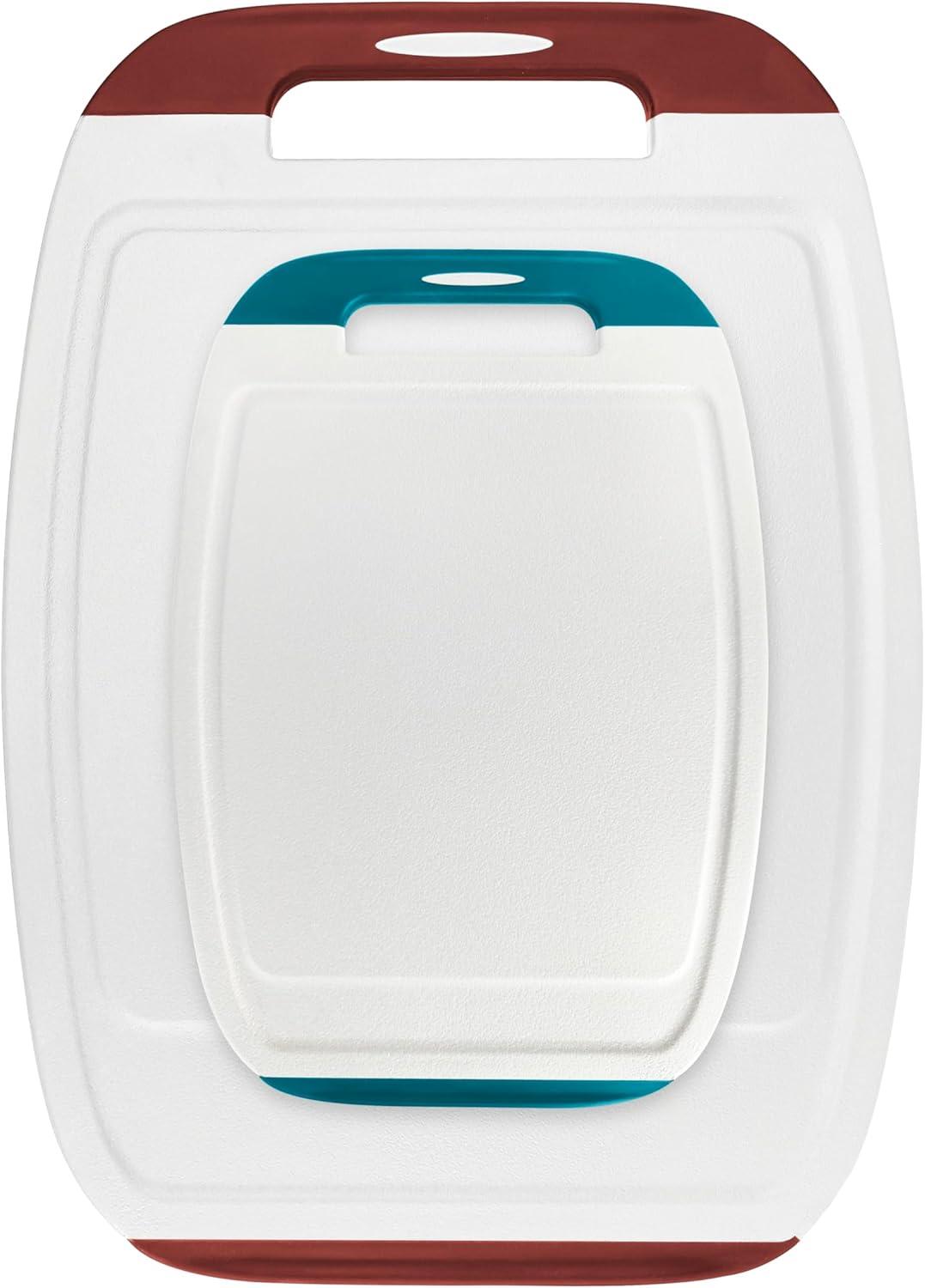 image:imageNeoflam BiJu 2Piece BPAFree Cutting Board Set Large 11x155 amp Small 7x10 Reversible NonSlip Dishwasher Safe BlueWhiteRed WhiteBlue