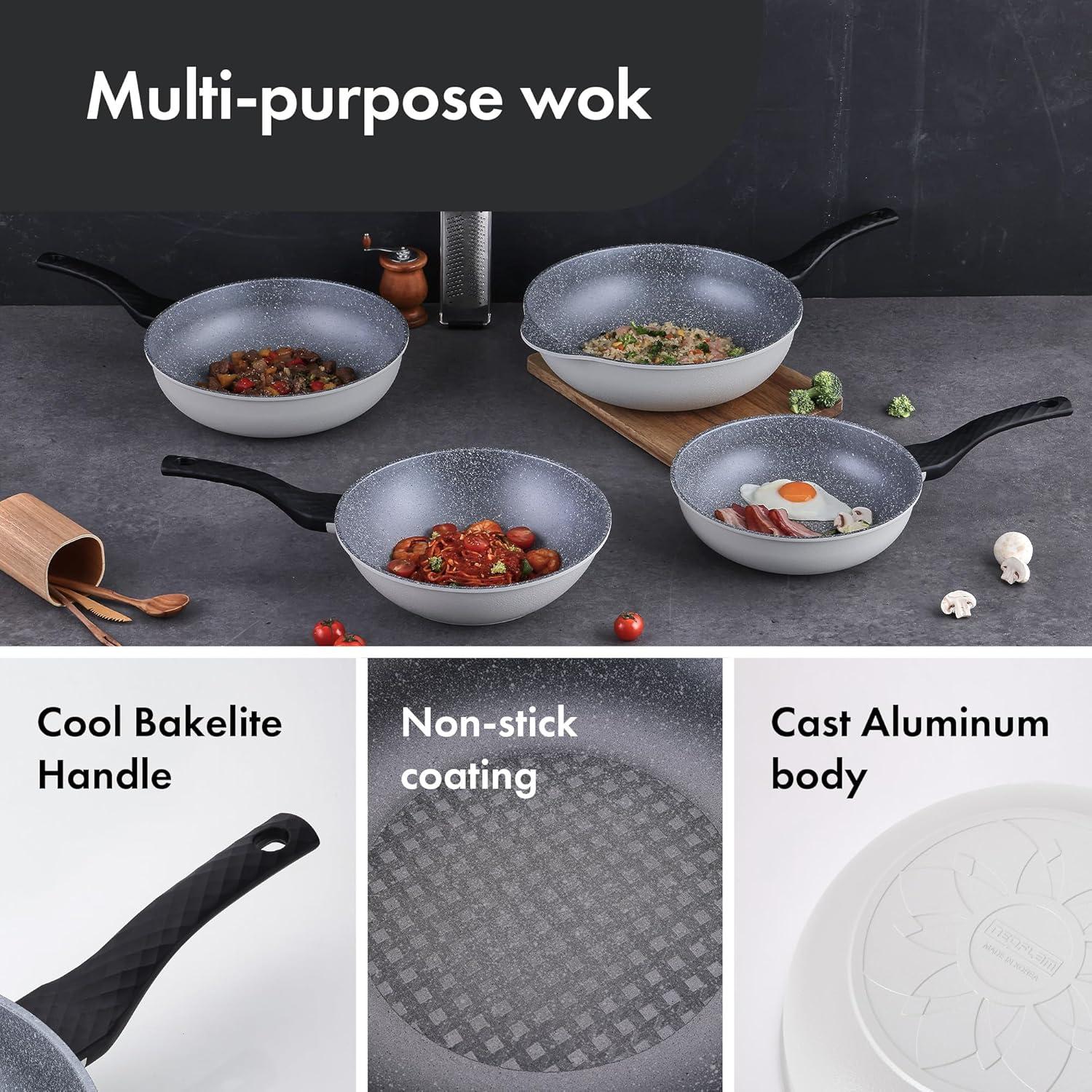 image:imageNeoflam Cast Aluminum Nonstick Wok Lightweight amp Durable Stir Fry Pan Healthy Non Stick Coating Easy to Clean Dishwasher Safe PFOA PFAS Free StayCool Handle Made in Korea 12 30cm11
