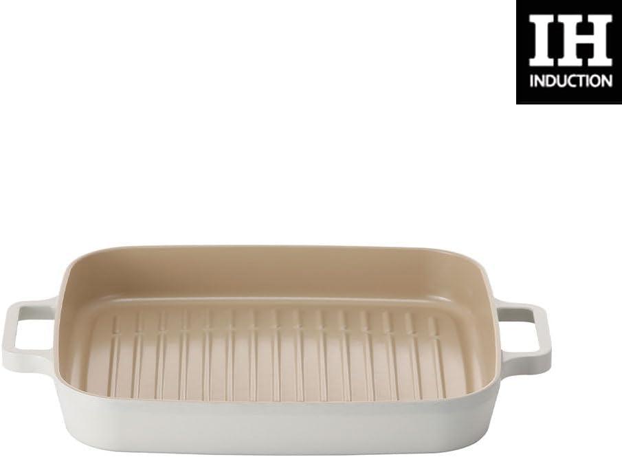 image:imageNeoflam FIKA 11inch 28cm Ivory IH Rectangular Grill Pan Impact Induction HeatingRectangular