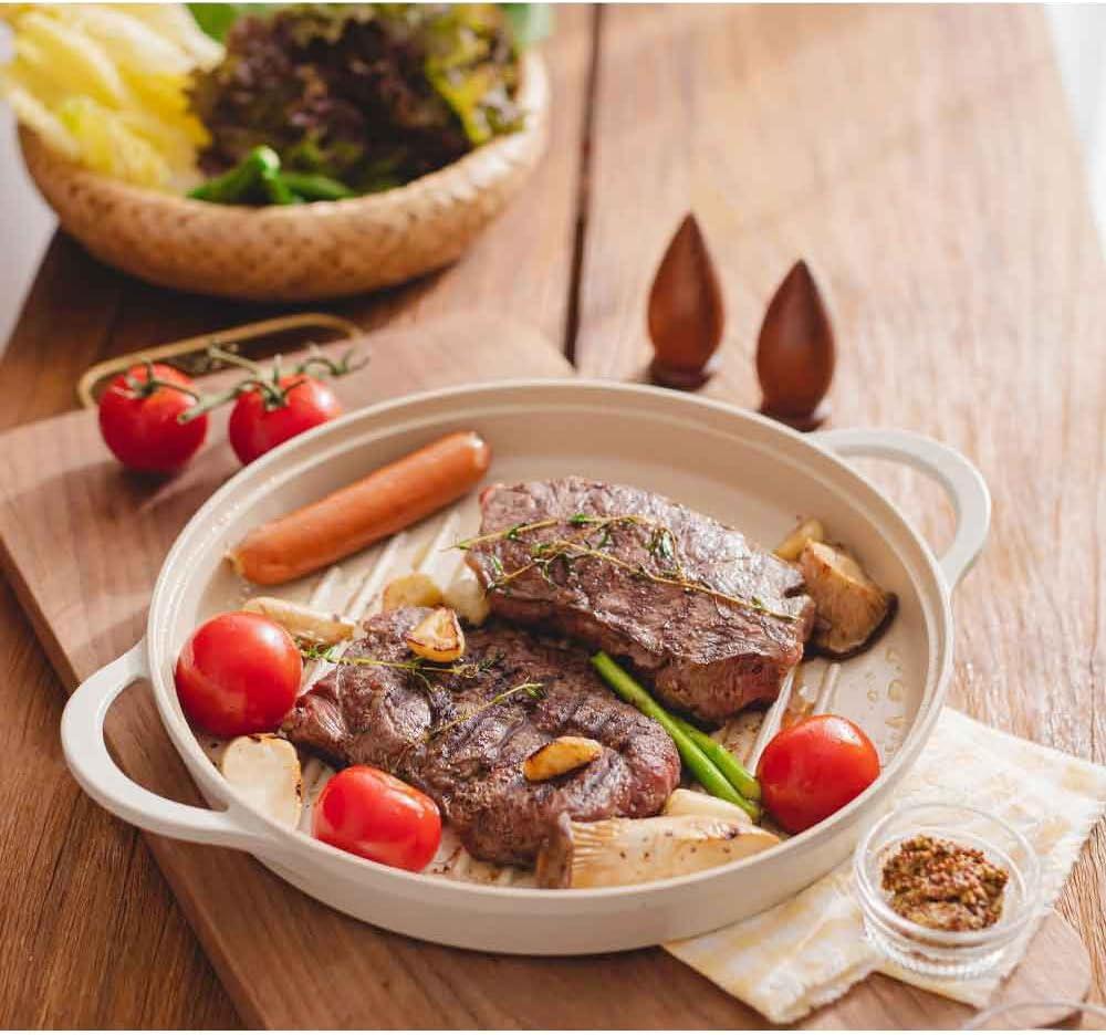 image:imageNeoflam FIKA 11inch 28cm Ivory IH Rectangular Grill Pan Impact Induction HeatingRound