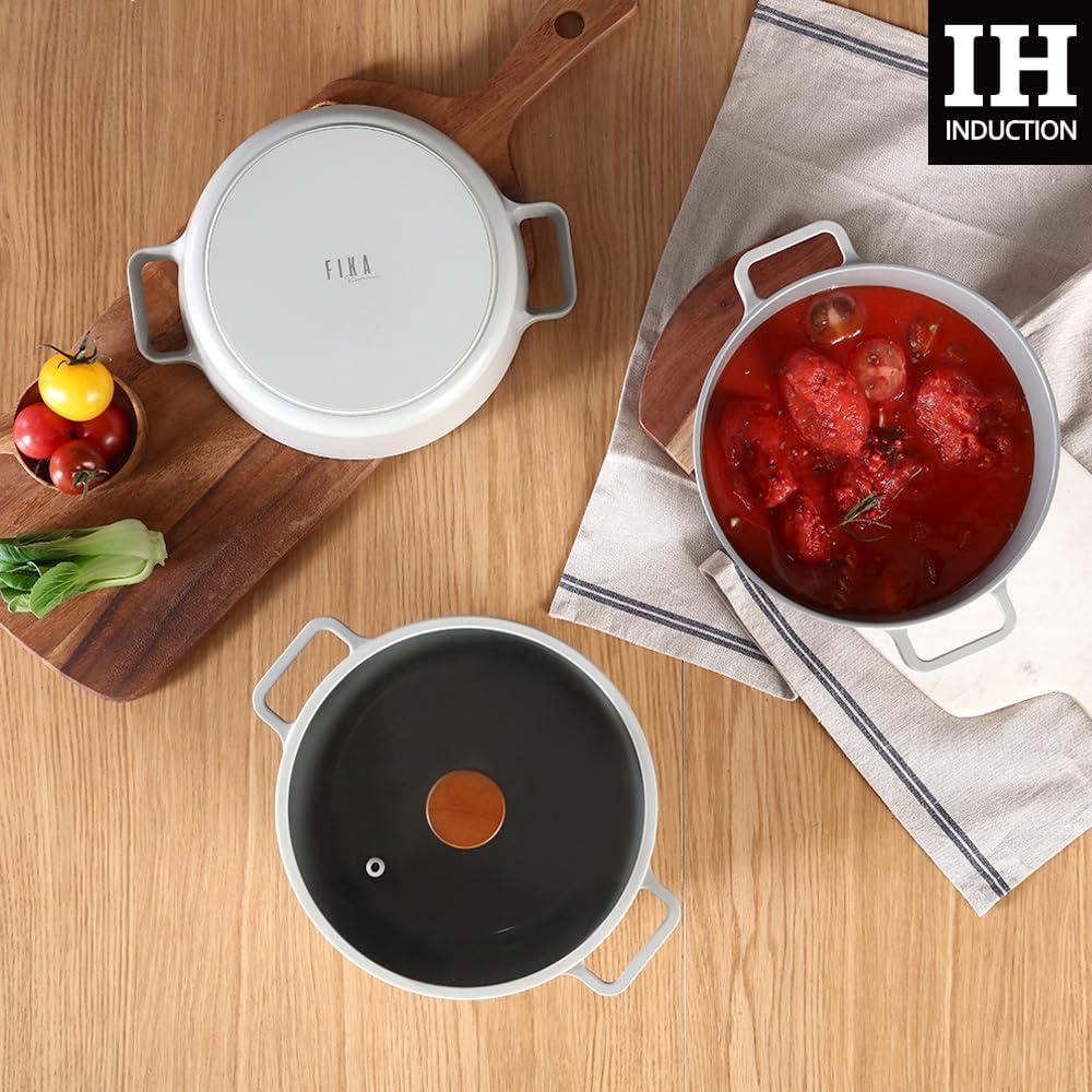 image:imageNeoflam FIKA 49QT 22cm Mid Night IH Deep Stock Pot with Glass Lid Full Induction HeatingMid Night