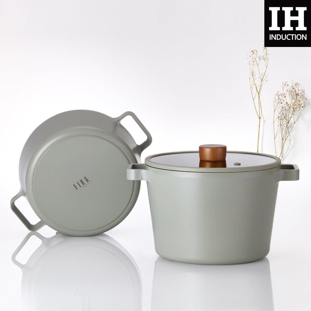 image:imageNeoflam FIKA 49QT 22cm Mid Night IH Deep Stock Pot with Glass Lid Full Induction HeatingMid Night