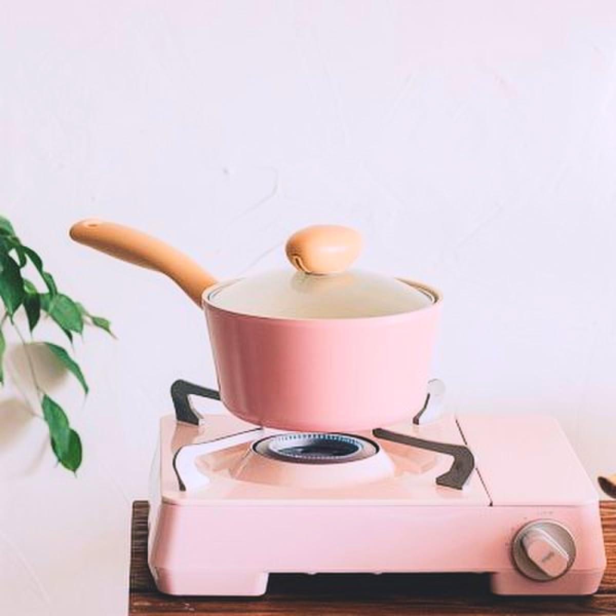 image:imageNeoflam Retro 15QT Saucepan with Lid 7 18cm HeavyDuty Nonstick Ceramic Coated Sauce Pot with Bakelite Handle Pink Color Dishwasher Safe Elegant Kitchen Cookware Made in Korea
